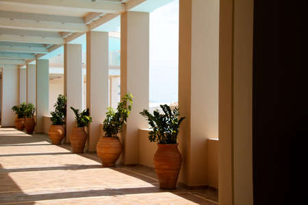Beautiful hotel near the sea in Greeceのeditorial素材