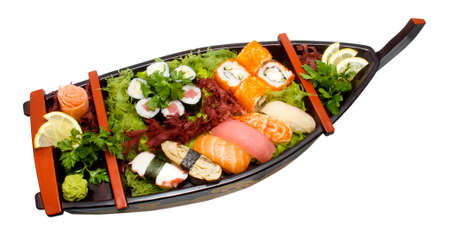 Sushi Set - Different Types of Maki Sushi and Nigiri Sushiの写真素材