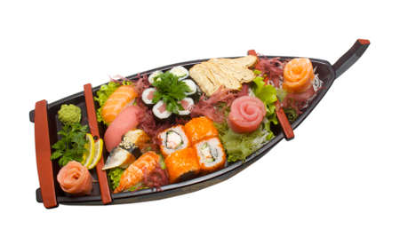 Sushi Set - Different Types of Maki Sushi and Nigiri Sushiの写真素材