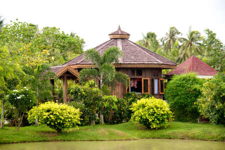 Thai building on the riverのeditorial素材