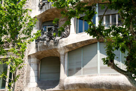 BARCELONA - May 26: Casa Mila La Pedrera builbing on May 26, 2011 in Barcelona. Casa Mila is one of buildings created by Antonio Gaudi. It is very popular landmark in Barcelona.のeditorial素材