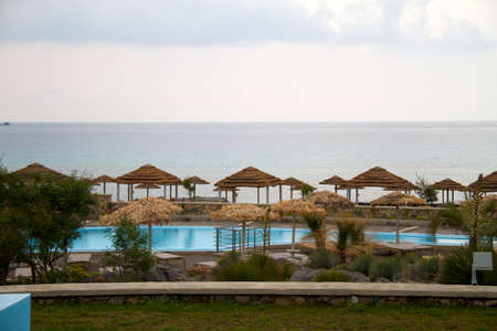 Swimming pool at luxury villa, Rhodes Greeceのeditorial素材