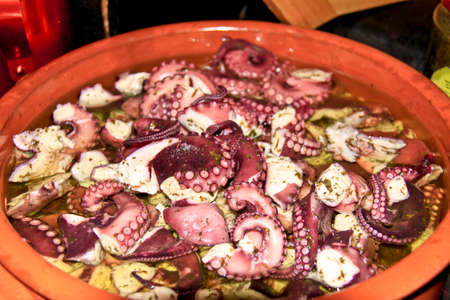 octopus galician style (pulpo a la gallega) , spanish tapas dishの写真素材
