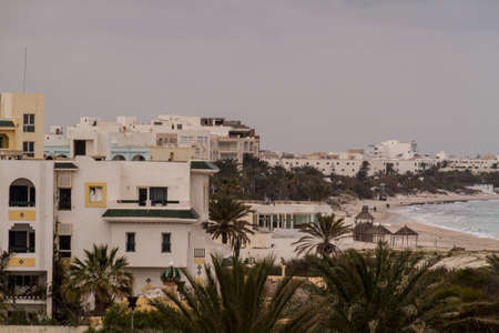Scene at mediterranean beach resort in Tunisia.のeditorial素材