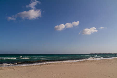 Scene at mediterranean beach resort in Tunisia.