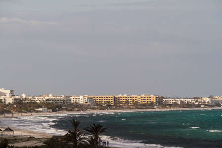 Scene at mediterranean beach resort in Tunisia.のeditorial素材