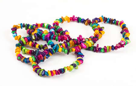 Elegant coral necklace, isolated on whiteの写真素材