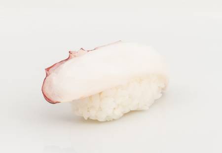 Japanese sushi with meat octopus on a white backgroundの写真素材