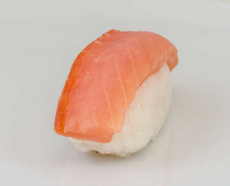 salmon sushi with white backgroundの写真素材