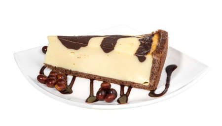 cheesecake with chocolate sauceの写真素材