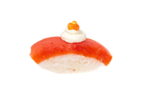 Salmon sushi on a White backgroundの写真素材