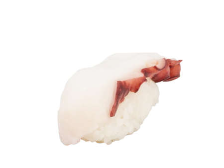 Japanese sushi with meat octopus on a white backgroundの写真素材