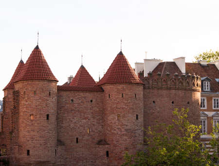 Sights of Poland. Warsaw Old Town with Renaissance Barbicanのeditorial素材