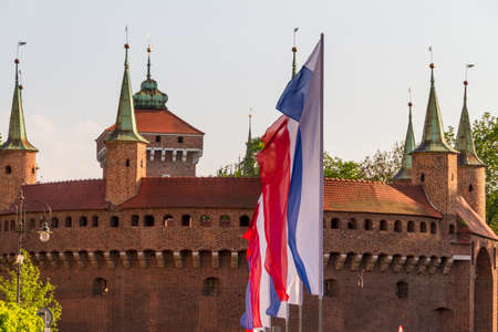 A gate to Krakow - the best preserved barbican in Europe, Polandのeditorial素材