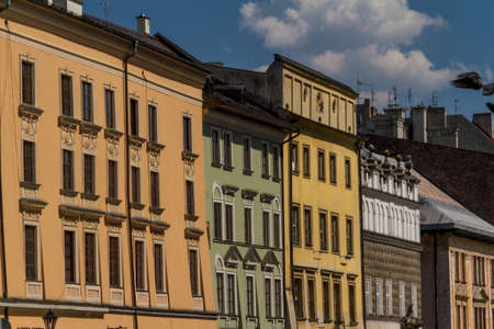 Beautiful facade of old town house in Krakow, Polandの写真素材