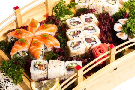 Set of sushi and rollsの写真素材