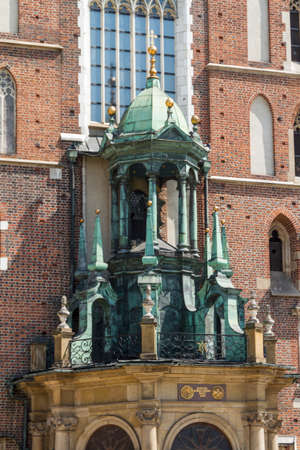 St. Mary's Basilica (Mariacki Church) - famous brick gothic church in Cracow (Krakow), Polandの写真素材