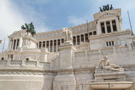 Equestrian monument to Victor Emmanuel II near Vittoriano at day in Rome, Italyのeditorial素材