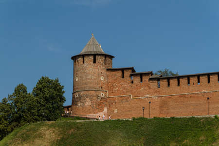 Kremlin wall at Nizhny Novgorod in summer. Russiaのeditorial素材