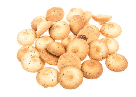 Heap of delicious  cookies isolated on white backgroundの写真素材