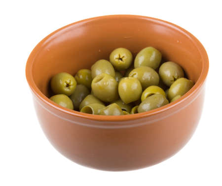 Olives over white backgroundの写真素材