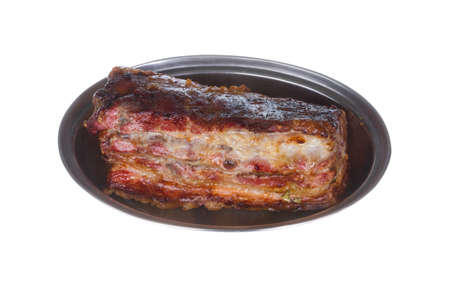 Grilled meat on white backgroundの写真素材