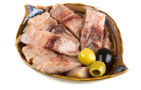 pieces of herring. studio isolated.の写真素材