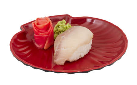 closeup of a young yellow-tail sushiの写真素材