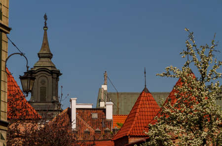 Sights of Poland. Warsaw Old Town with Renaissance Barbicanのeditorial素材