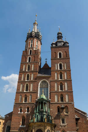 St. Mary's Basilica (Mariacki Church) - famous brick gothic church in Cracow (Krakow), Polandの写真素材