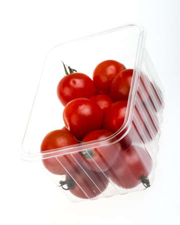 Small cherry tomato on white background close upの写真素材