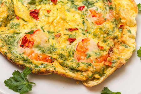 fresh Scrambled eggs with shrimpの写真素材