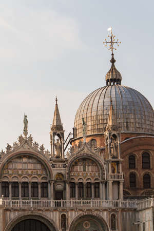 Saint Marks Basilica, Cathedral, Church Statues Mosaics Details Doge's Palace Venice Italyの写真素材