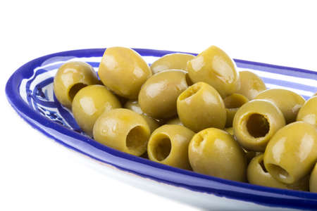 Olives over white backgroundの写真素材