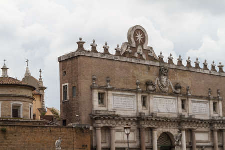 Rome, Italy. Famous Porta del Popolo city gate.の写真素材