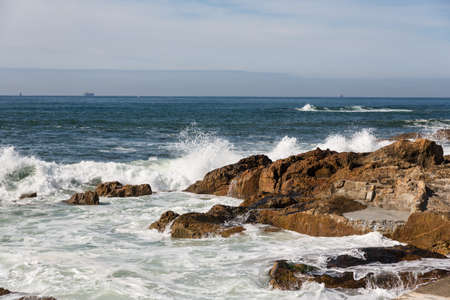 waves crashing over Portuguese Coastの写真素材