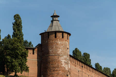 Kremlin wall at Nizhny Novgorod in summer. Russia