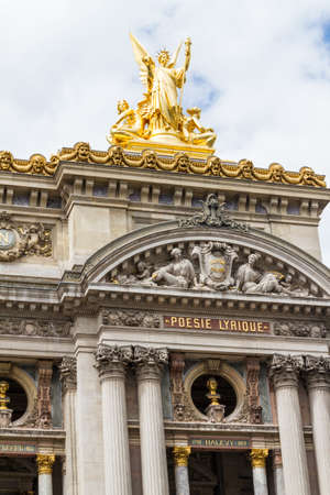 Architectural details of Opera National de Paris: Front Facade. Grand Opera (Garnier Palace) is...