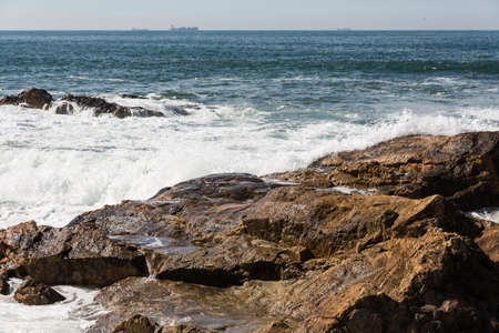 waves crashing over Portuguese Coastの写真素材