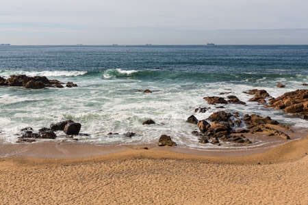 waves crashing over Portuguese Coastの写真素材