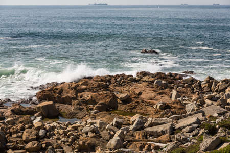 waves crashing over Portuguese Coastの写真素材