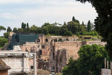 Building ruins and ancient columns  in Rome, Italyのeditorial素材