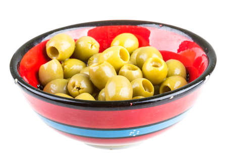 Olives over white backgroundの写真素材