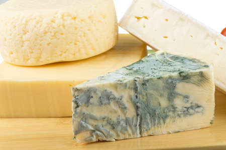 Variety of cheese: ementaler, gouda, Danish blue soft cheese and other hard cheeses