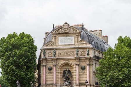 beautiful Saint Michel fountain in Parisの写真素材