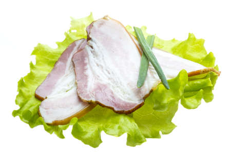 Bacon with salad leavesの写真素材