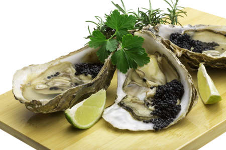 Oysters with black cavair
