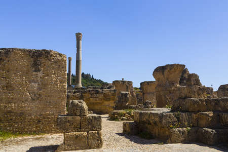 Old Carthage ruins in Tunisiaの写真素材