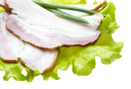 Bacon with salad leavesの写真素材