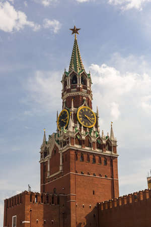 Spasskaya tower on Red Square Moscow Kremlinの写真素材